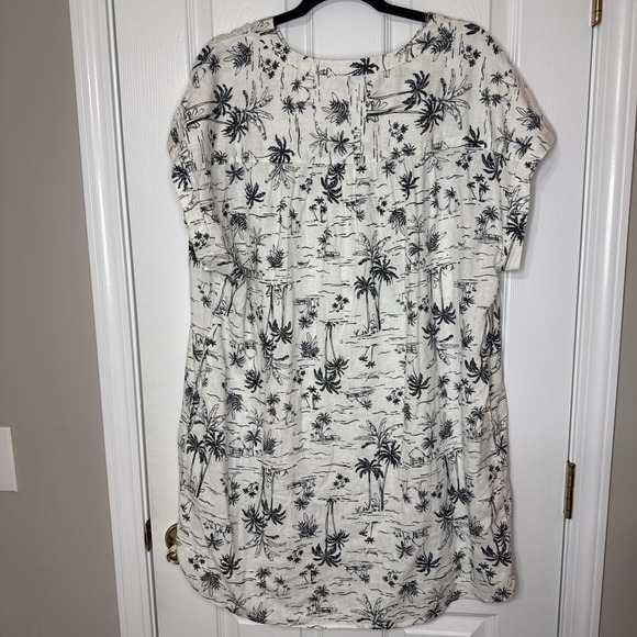 🌴 a.n.a Tropical Palm Tree Linen Dress XXL | Coastal Vacation Style - Picture 4 of 6